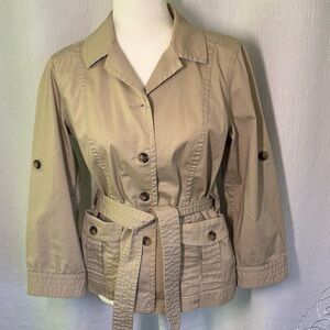 Liz Claiborne Beige Utility Jacket with Belt size S